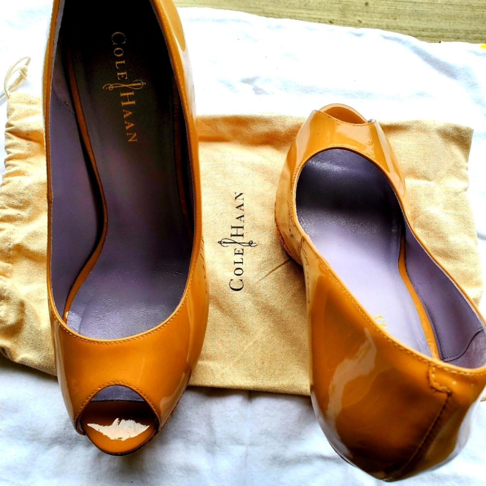 Cole Haan Cork Wedge High Heels (Tan) Nike Air